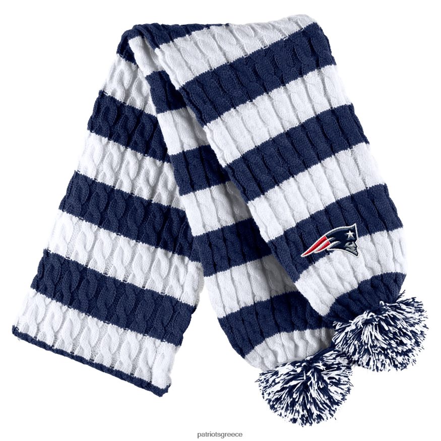 Patriots Jersey φοριέται από την erin andrews ναυτικό/λευκό πλεκτό καπέλο με μανσέτες με λωρίδα με σετ πομ και κασκόλ γυναίκες αξεσουάρ VPDHTZ2285