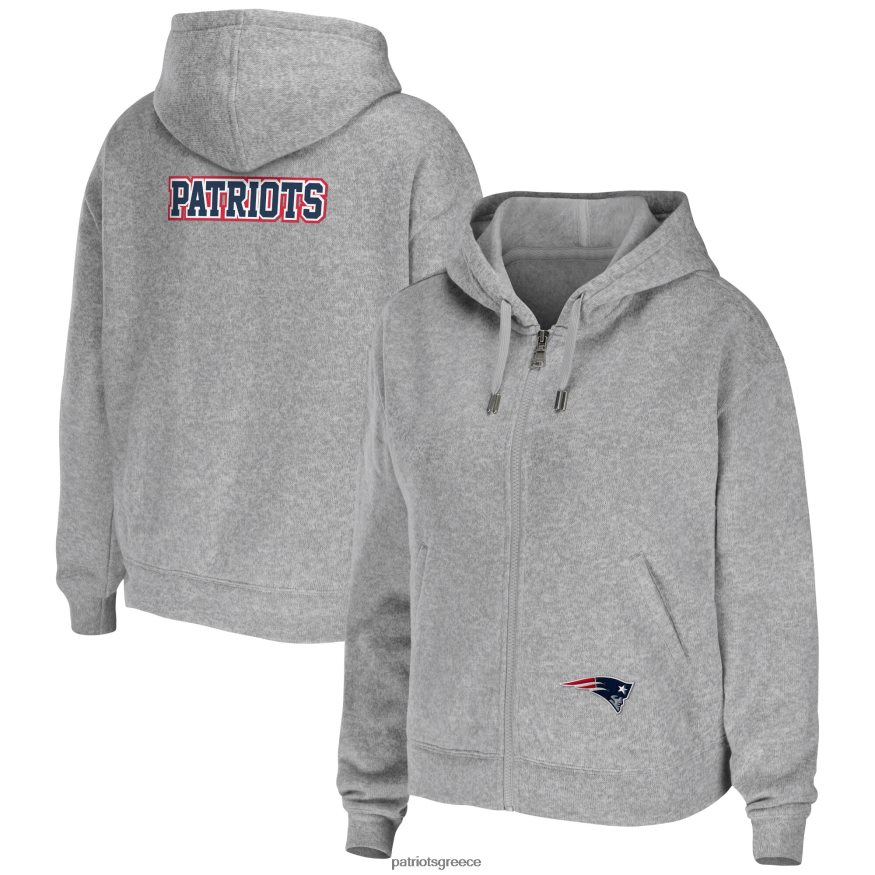 Patriots Jersey φοριέται από την Erin Andrews Heathered grey team με φούτερ με φερμουάρ γυναίκες είδη ένδυσης VPDHTZ2340