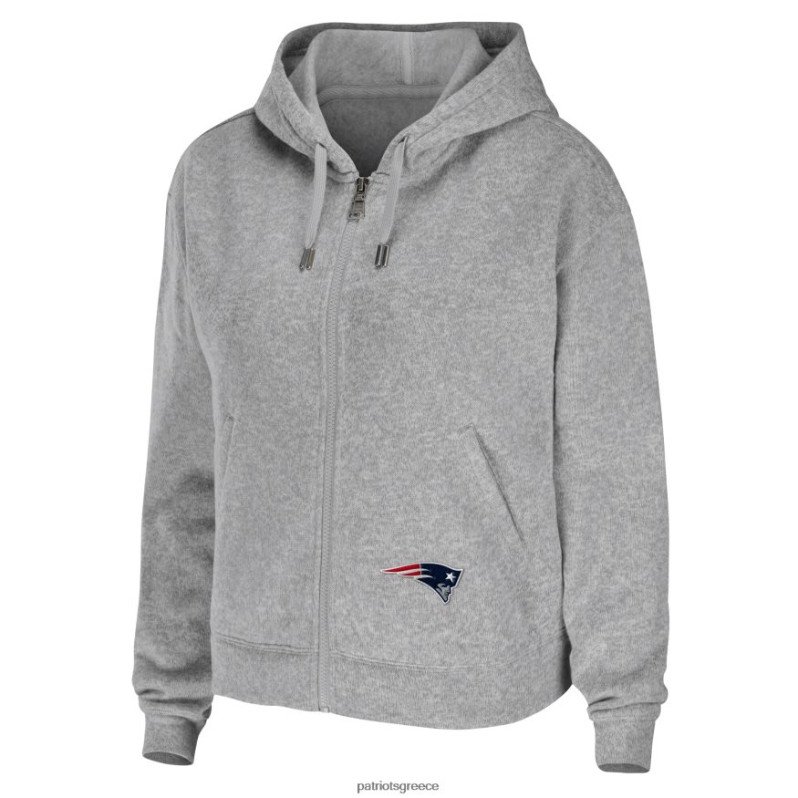 Patriots Jersey φοριέται από την Erin Andrews Heathered grey team με φούτερ με φερμουάρ γυναίκες είδη ένδυσης VPDHTZ2340