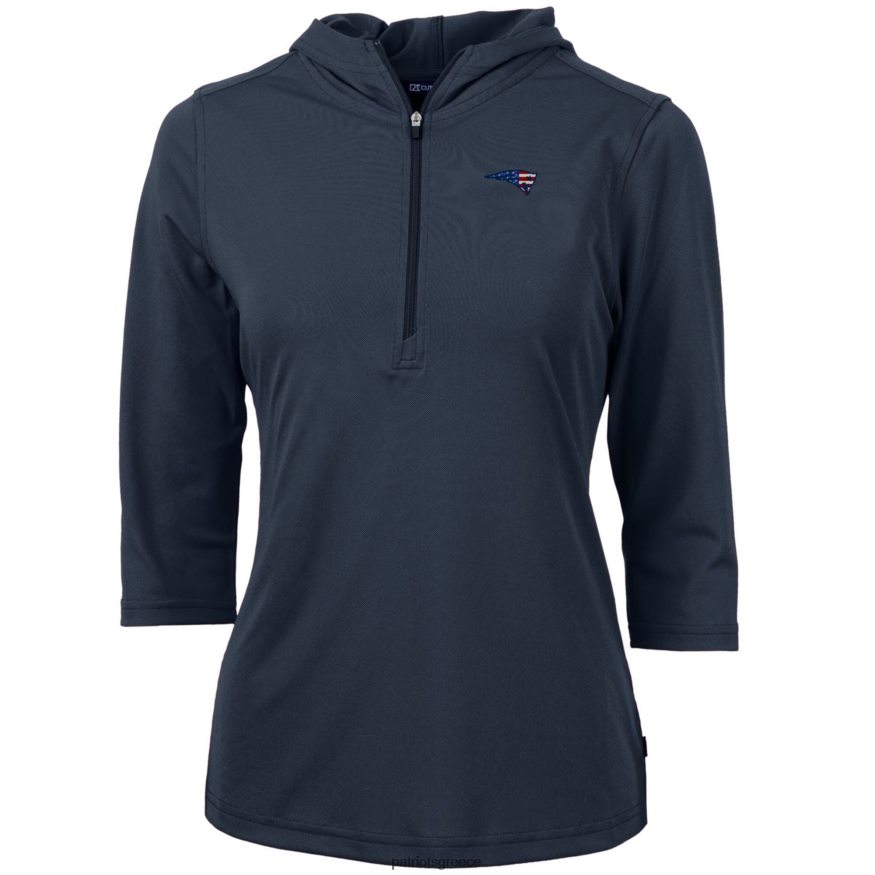 Patriots Jersey κουκούλα πουλόβερ με φερμουάρ με μισό μανίκι οικολογικό πικέ κόφτη & μπακ γυναίκες είδη ένδυσης VPDHTZ1057