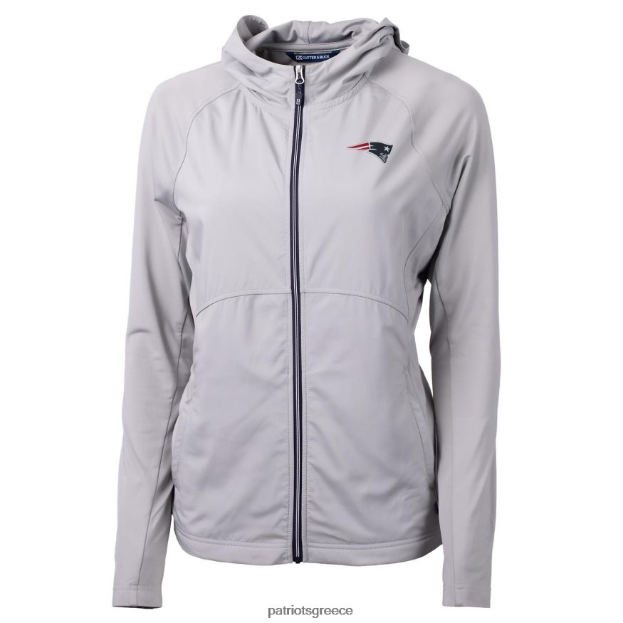 Patriots Jersey κουκούλα με κουκούλα με φερμουάρ με πλήρες φερμουάρ προσαρμογής οικολογικού πλεκτού γκρι γυναίκες είδη ένδυσης VPDHTZ1078