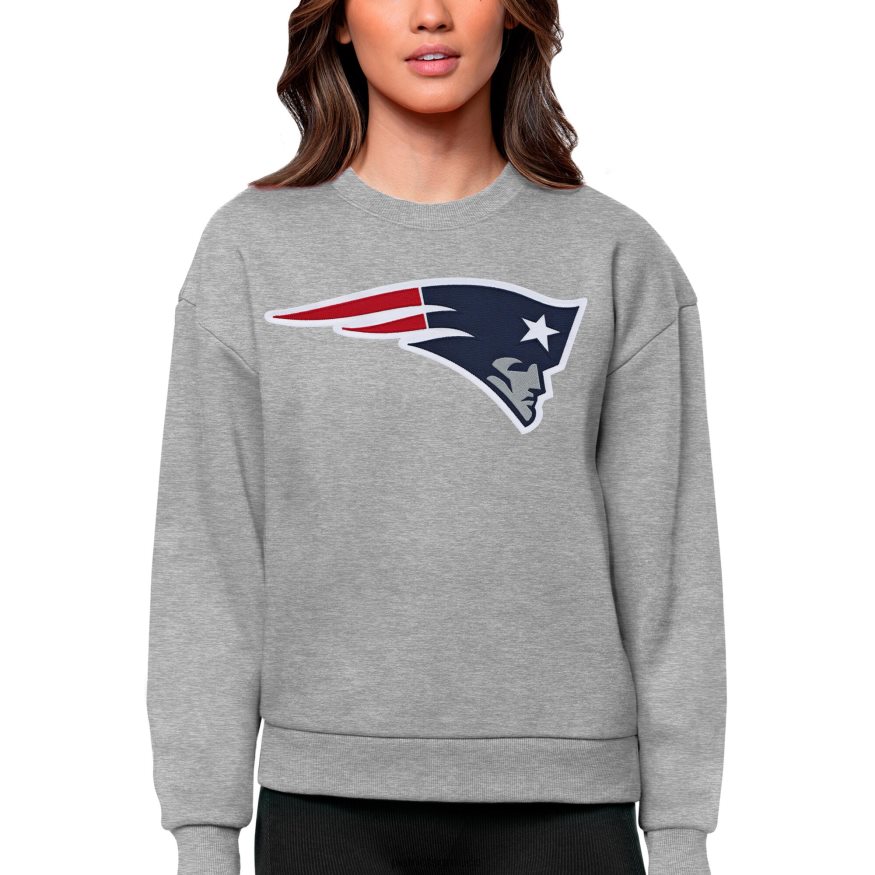 Patriots Jersey Φούτερ πουλόβερ με λογότυπο νίκης με γκρι αντίγουα γυναίκες είδη ένδυσης VPDHTZ2447