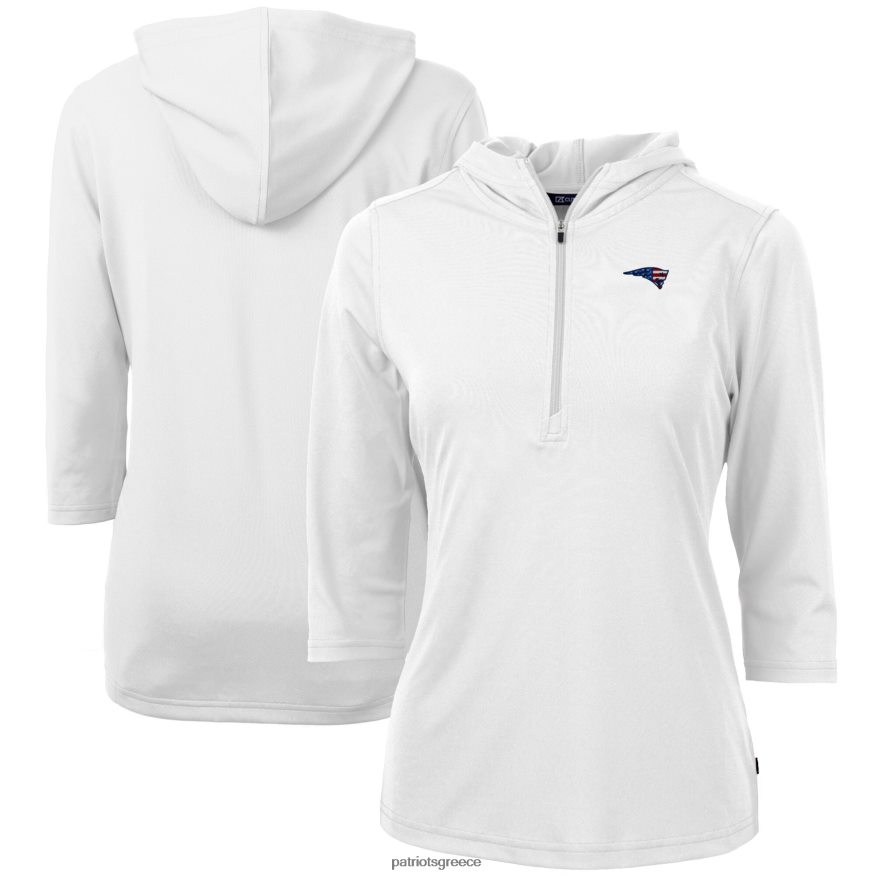 Patriots Jersey κουκούλα πουλόβερ με φερμουάρ με μισό μανίκι οικολογικό πικέ κόφτη & buck white virtue γυναίκες είδη ένδυσης VPDHTZ1080