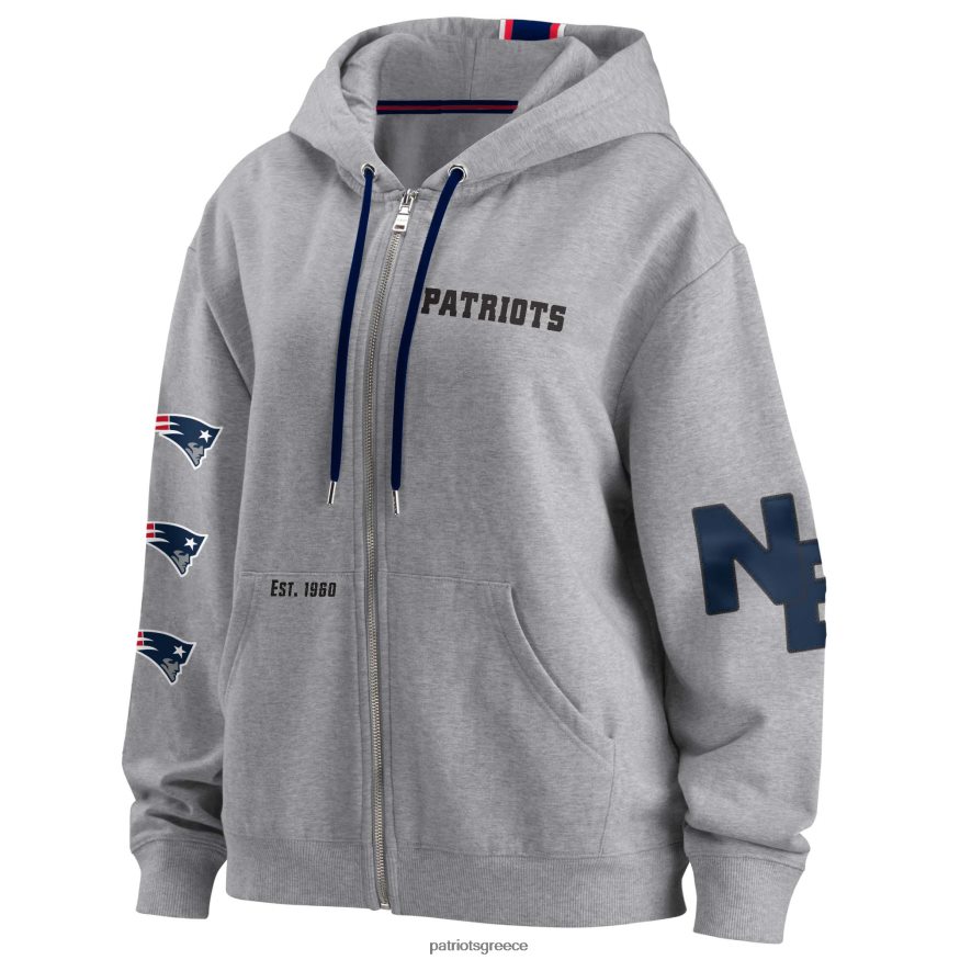 Patriots Jersey φοριέται από την erin andrews γκρι φούτερ με φερμουάρ γυναίκες είδη ένδυσης VPDHTZ2412