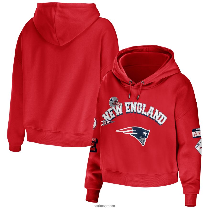 Patriots Jersey φοριέται από την erin andrews κόκκινο μέτριο cropped hoodie πουλόβερ γυναίκες είδη ένδυσης VPDHTZ2336