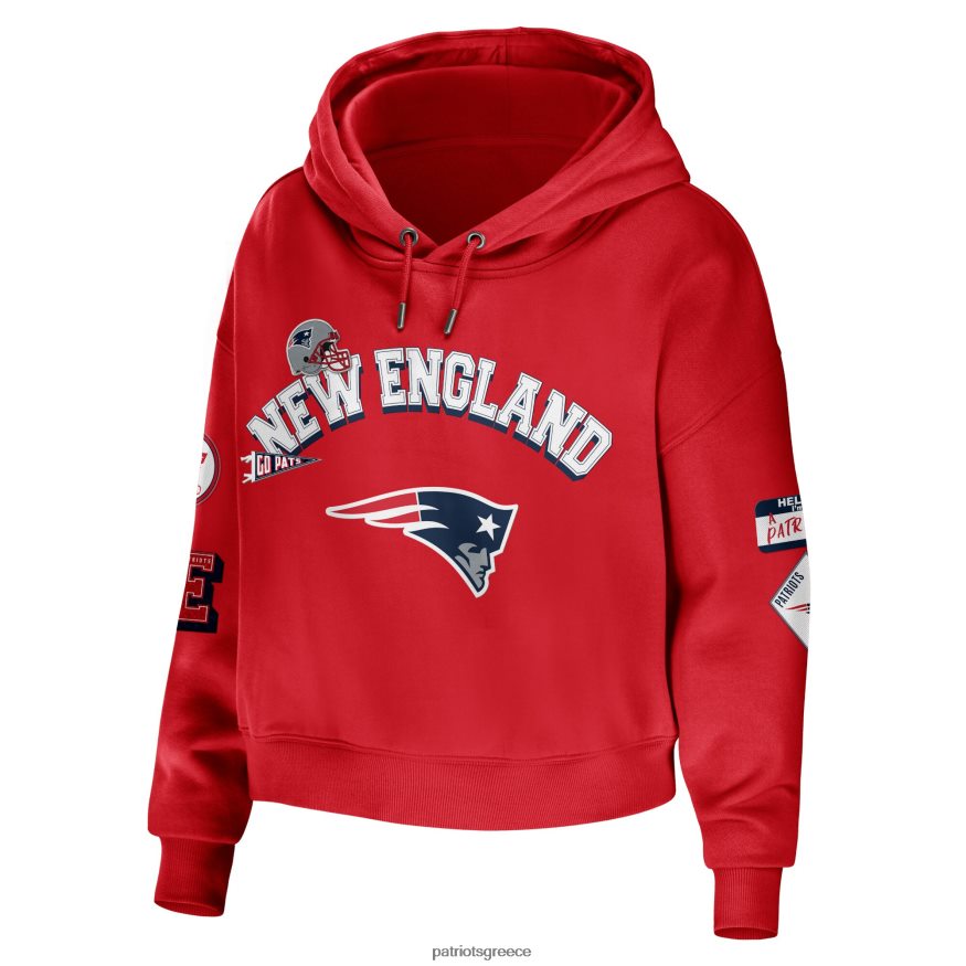 Patriots Jersey φοριέται από την erin andrews κόκκινο μέτριο cropped hoodie πουλόβερ γυναίκες είδη ένδυσης VPDHTZ2336