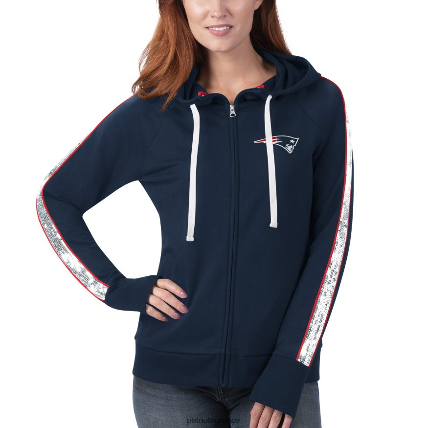 Patriots Jersey g-iii 4her by carl banks navy game changer raglan φούτερ με φερμουάρ γυναίκες είδη ένδυσης VPDHTZ2388