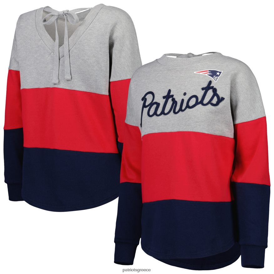 Patriots Jersey Φούτερ πουλόβερ με βαθύ πλάτος κατά μήκος της μέσης σε γκρι ερείκη/navy outfield γυναίκες είδη ένδυσης VPDHTZ2353