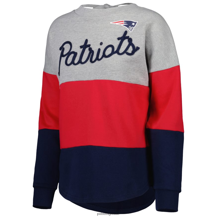 Patriots Jersey Φούτερ πουλόβερ με βαθύ πλάτος κατά μήκος της μέσης σε γκρι ερείκη/navy outfield γυναίκες είδη ένδυσης VPDHTZ2353
