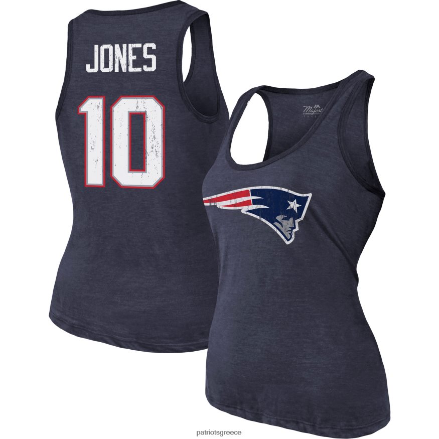 Patriots Jersey Majestic threads mac jones navy player όνομα & νούμερο tri-blend top tank γυναίκες είδη ένδυσης VPDHTZ2735
