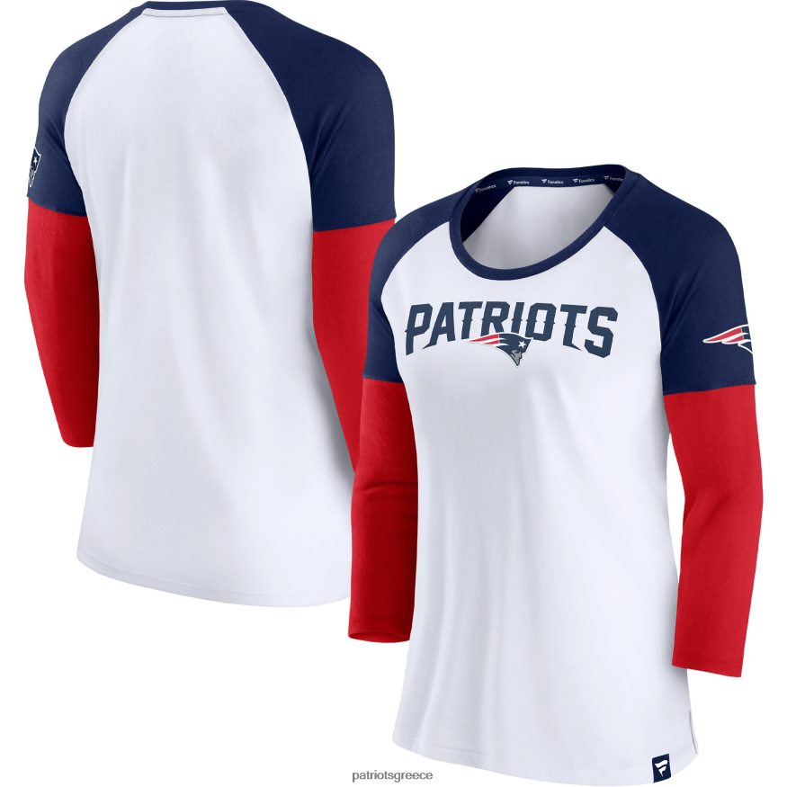Patriots Jersey φανατικοί επώνυμα λευκό/ναυτικό ανθεκτικό μπλουζάκι ρεγκλάν με 3/4 μανίκια γυναίκες είδη ένδυσης VPDHTZ2644
