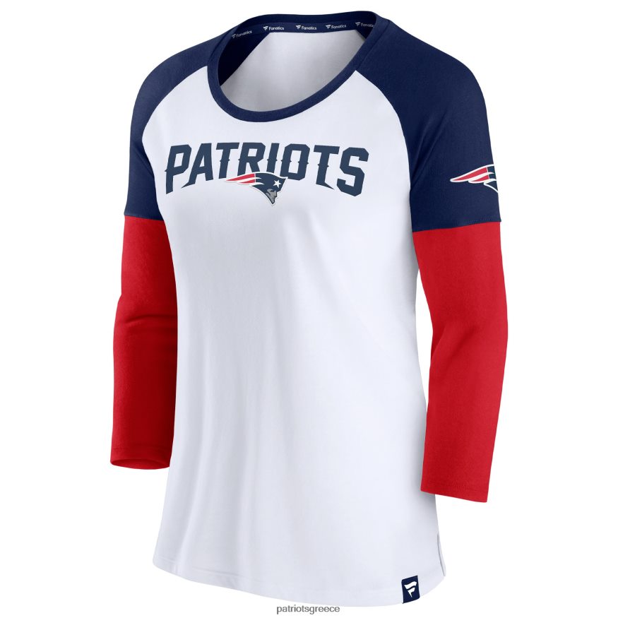 Patriots Jersey φανατικοί επώνυμα λευκό/ναυτικό ανθεκτικό μπλουζάκι ρεγκλάν με 3/4 μανίκια γυναίκες είδη ένδυσης VPDHTZ2644