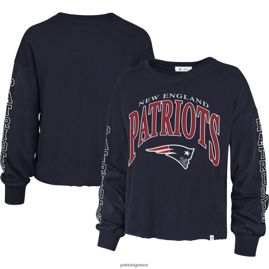Patriots Jersey 47 navy skyler parkway cropped μακρυμάνικο μπλουζάκι γυναίκες είδη ένδυσης VPDHTZ2698
