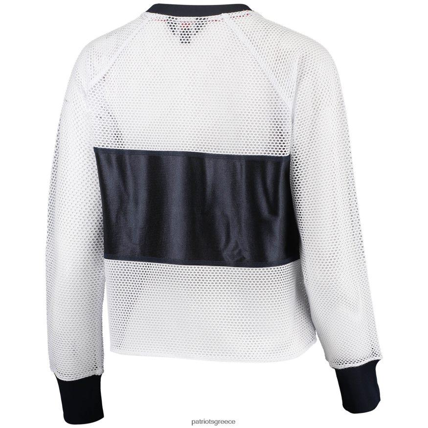 Patriots Jersey T-shirt tommy hilfiger με μακρυμάνικο λευκό/κόκκινο διχτυωτό ρεγκλάν γυναίκες είδη ένδυσης VPDHTZ2759