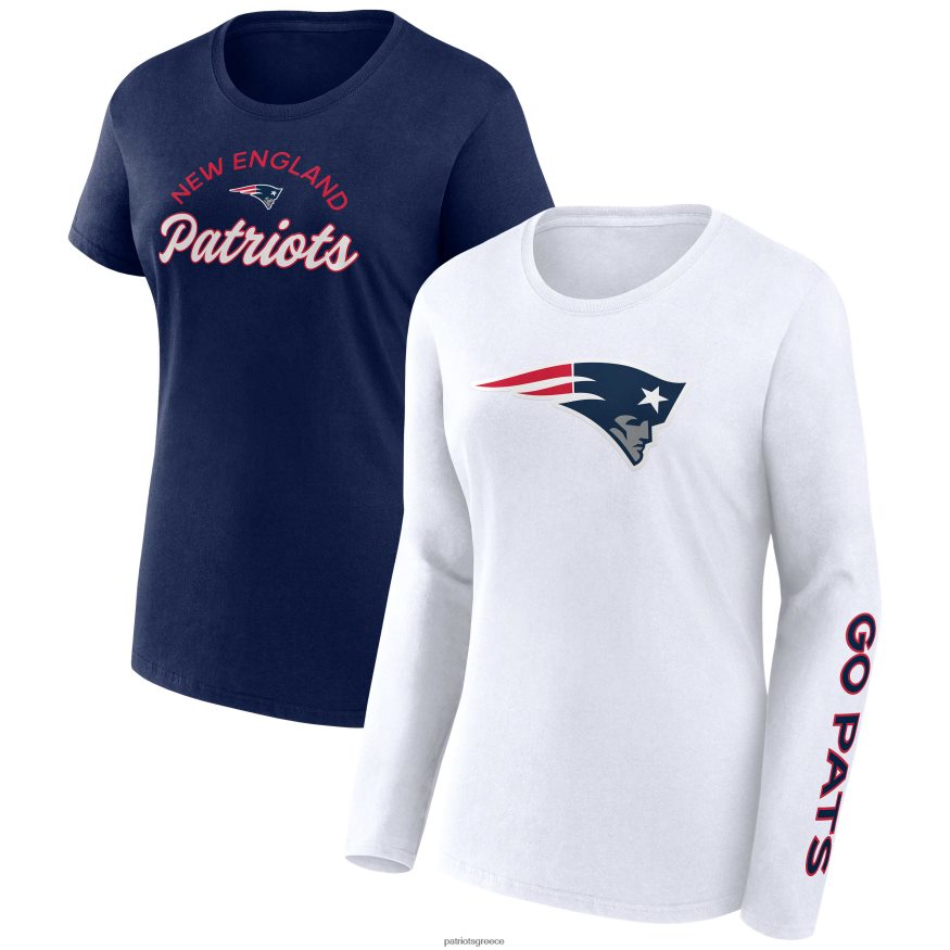 Patriots Jersey φανατικοί, ελαφρύ ναυτικό/λευκό ελαφρύ κοντό και μακρυμάνικο μπλουζάκι γυναίκες είδη ένδυσης VPDHTZ2634