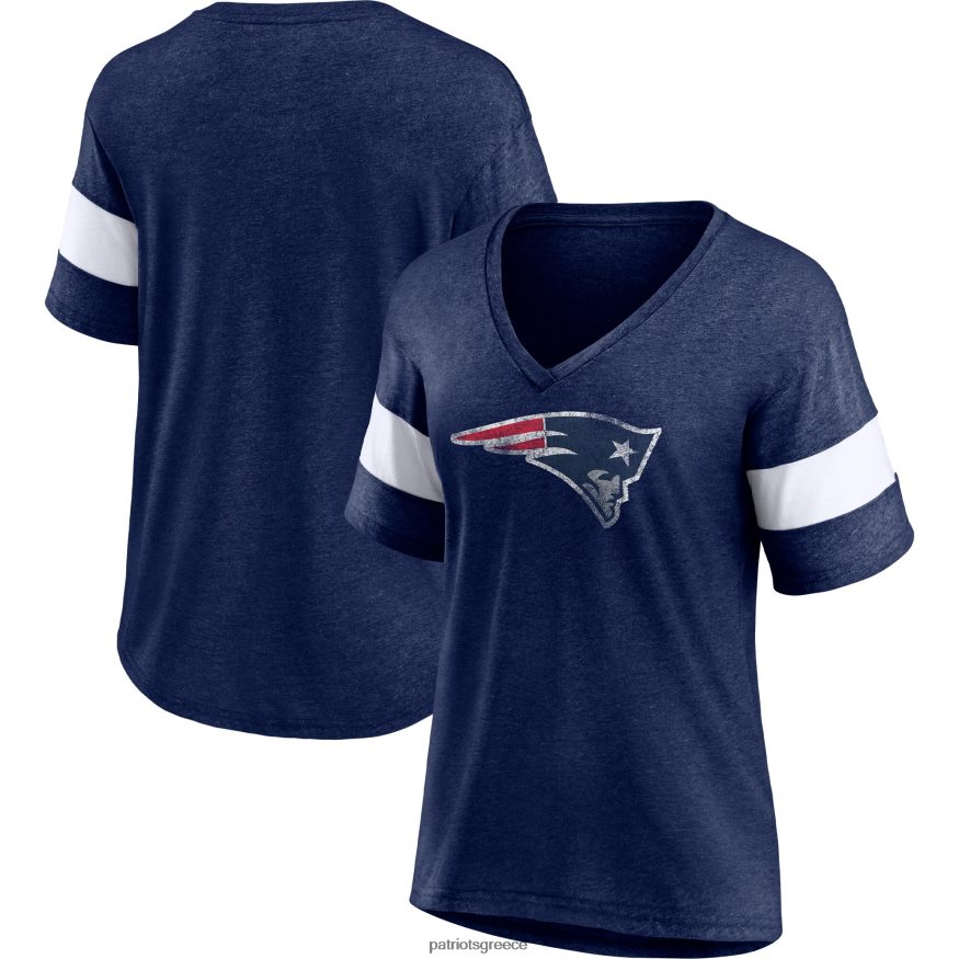 Patriots Jersey φανατικοί επώνυμα ερεκέδες ναυτικό/λευκή ομάδα ταλαιπωρημένης τριπλής μπλούζας με λαιμόκοψη γυναίκες είδη ένδυσης VPDHTZ2641