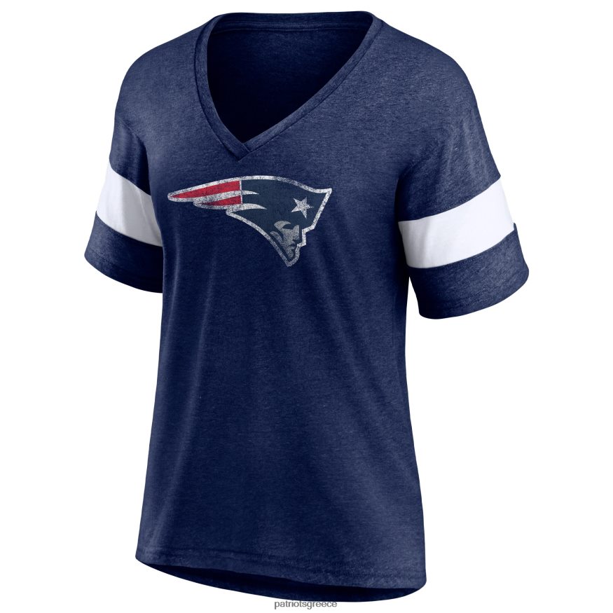 Patriots Jersey φανατικοί επώνυμα ερεκέδες ναυτικό/λευκή ομάδα ταλαιπωρημένης τριπλής μπλούζας με λαιμόκοψη γυναίκες είδη ένδυσης VPDHTZ2641