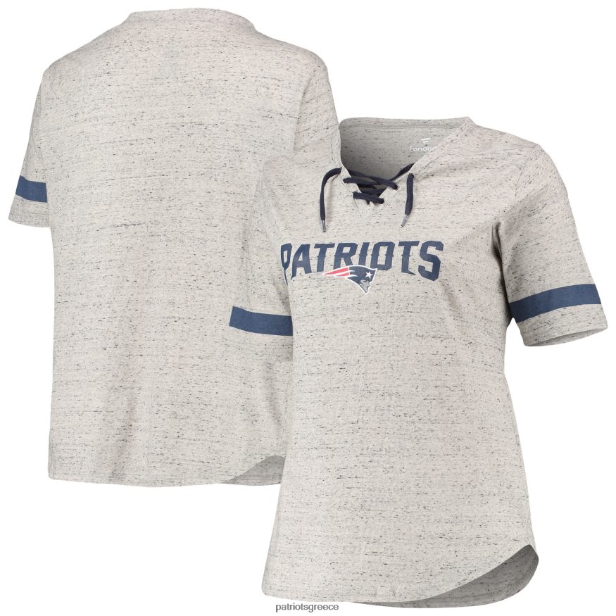 Patriots Jersey μπλουζάκι με λαιμόκοψη σε γκρι ερειτωμένο συν μέγεθος με κορδόνι γυναίκες είδη ένδυσης VPDHTZ2685
