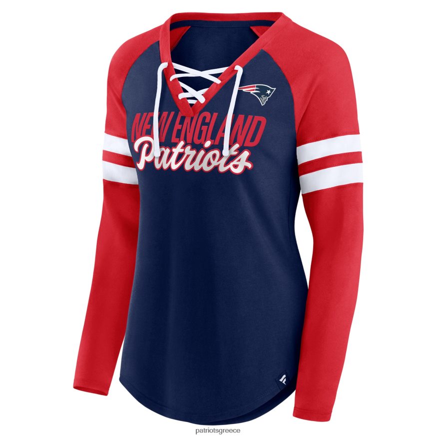 Patriots Jersey φανατικοί, επώνυμα ναυτικό/κόκκινο μακρυμάνικο μπλουζάκι από ρεγκλάν με κορδόνια γυναίκες είδη ένδυσης VPDHTZ2712