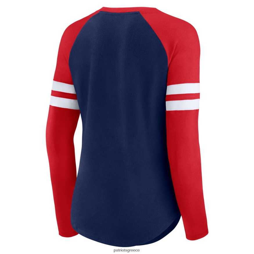 Patriots Jersey φανατικοί, επώνυμα ναυτικό/κόκκινο μακρυμάνικο μπλουζάκι από ρεγκλάν με κορδόνια γυναίκες είδη ένδυσης VPDHTZ2712