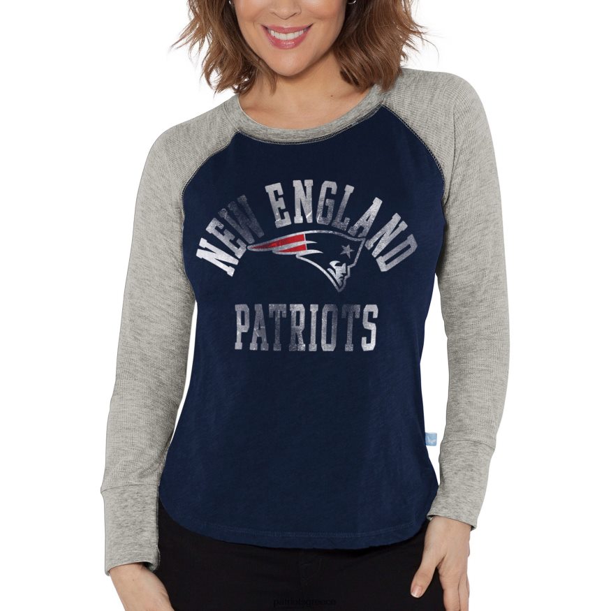 Patriots Jersey ελαφρύ μακρυμάνικο μπλουζάκι με ναυτική βάφλα ρεγκλάν γυναίκες είδη ένδυσης VPDHTZ2717
