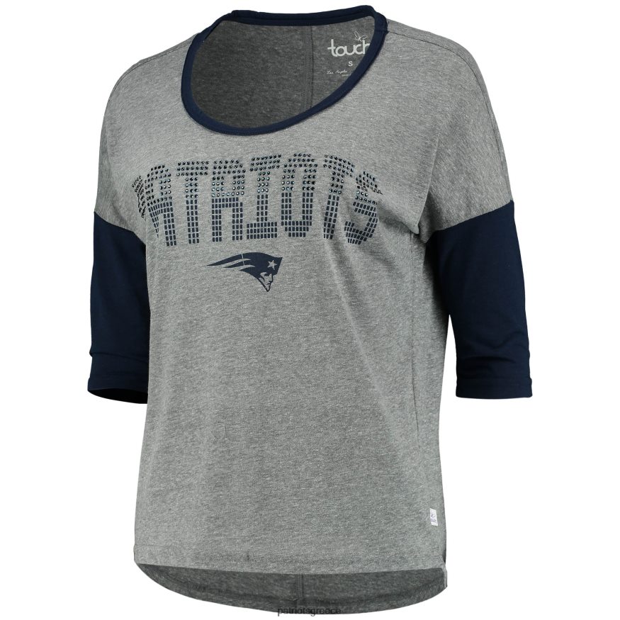 Patriots Jersey μπλουζάκι με μισό μανίκι με ελικοειδή γκρι/ναυτικό έξτρα πόντο γυναίκες είδη ένδυσης VPDHTZ2728