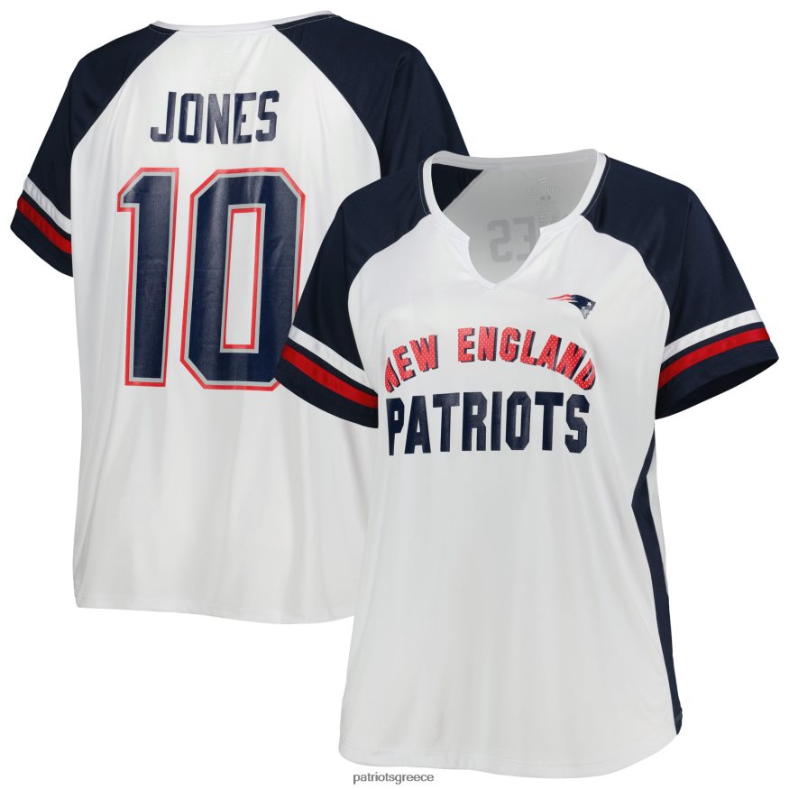 Patriots Jersey Μακ Τζόουνς λευκό μπλουζάκι με εγκοπή με λαιμόκοψη γυναίκες είδη ένδυσης VPDHTZ2770