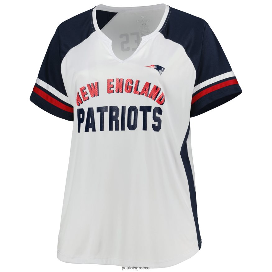 Patriots Jersey Μακ Τζόουνς λευκό μπλουζάκι με εγκοπή με λαιμόκοψη γυναίκες είδη ένδυσης VPDHTZ2770