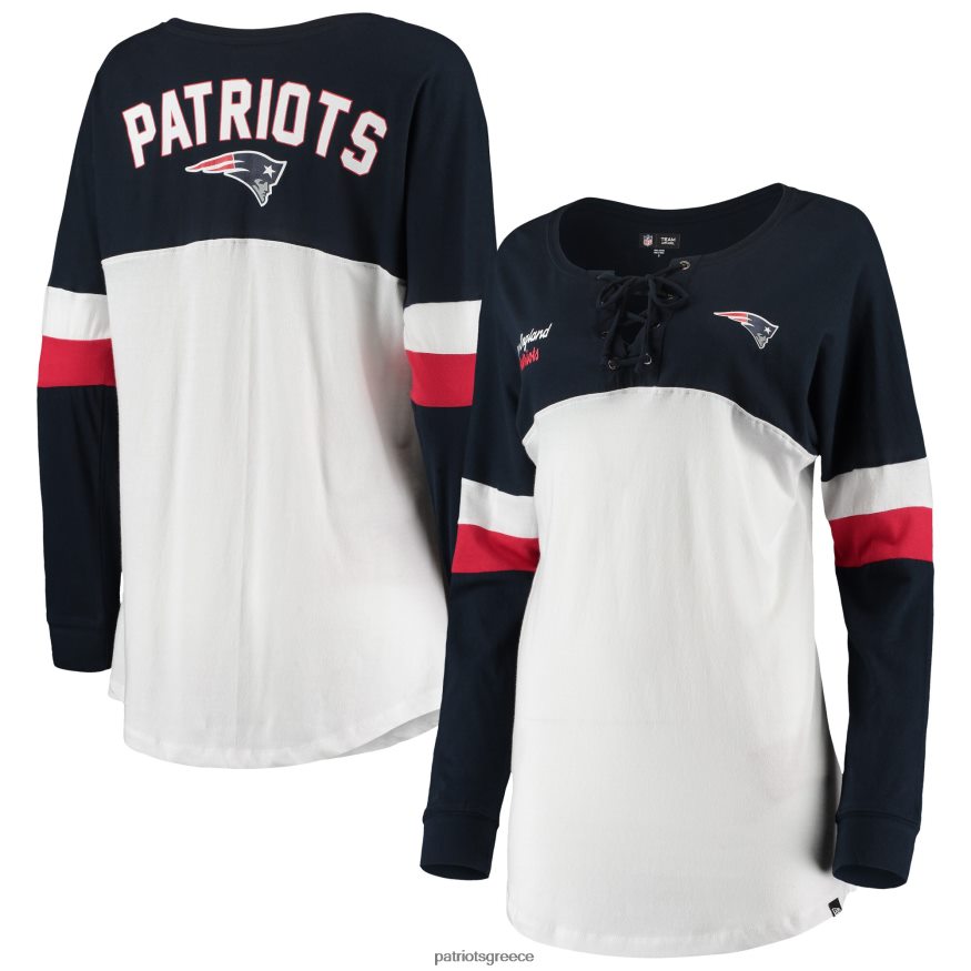 Patriots Jersey νέα εποχή λευκό/ναυτικό αθλητικό πανεπιστήμιο με κορδόνι με μακρυμάνικο μπλουζάκι με λαιμόκοψη γυναίκες είδη ένδυσης VPDHTZ2793