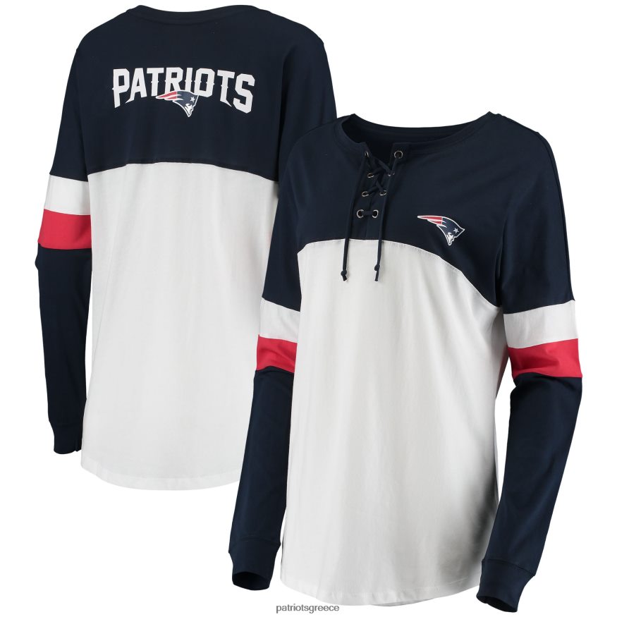 Patriots Jersey νέας εποχής ναυτικό/λευκό αθλητικό μακρυμάνικο μπλουζάκι με κορδόνια γυναίκες είδη ένδυσης VPDHTZ2796