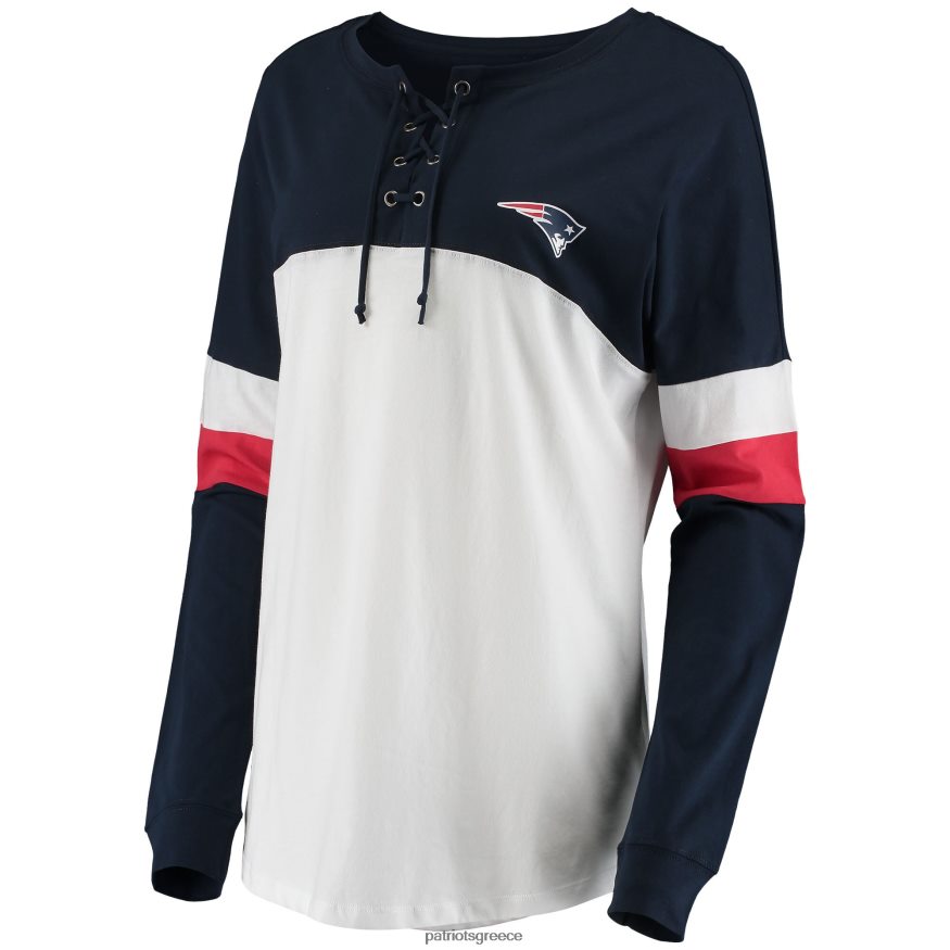 Patriots Jersey νέας εποχής ναυτικό/λευκό αθλητικό μακρυμάνικο μπλουζάκι με κορδόνια γυναίκες είδη ένδυσης VPDHTZ2796