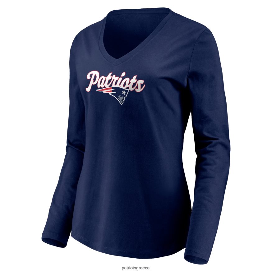 Patriots Jersey φανατικοί επώνυμα ναυτικό ελεύθερο μπλουζάκι με μακρυμάνικο λαιμόκοψη γυναίκες είδη ένδυσης VPDHTZ2805