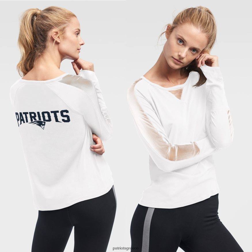 Patriots Jersey dkny sport με μακρυμάνικο μπλουζάκι από διχτυωτό λευκό gabby γυναίκες είδη ένδυσης VPDHTZ2761