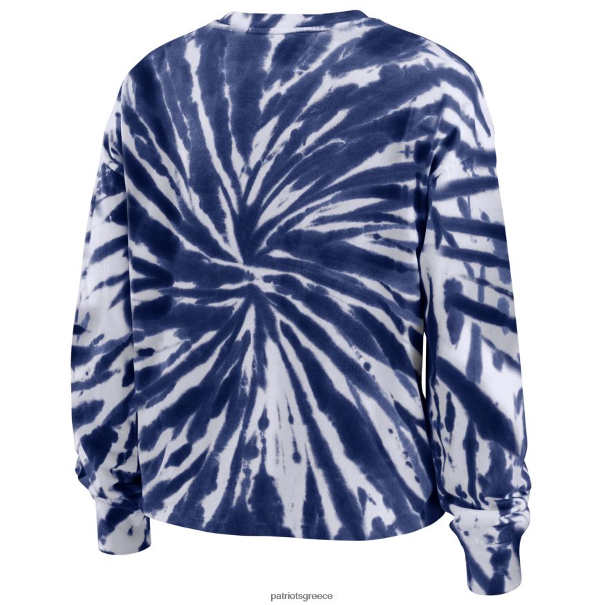 Patriots Jersey φορούν από την erin andrews navy tie-dye cropped μακρυμάνικο μπλουζάκι γυναίκες είδη ένδυσης VPDHTZ2672