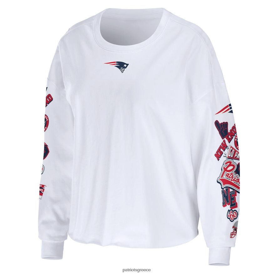 Patriots Jersey φορούν από την erin andrews white celebration cropped μακρυμάνικο μπλουζάκι γυναίκες είδη ένδυσης VPDHTZ2687