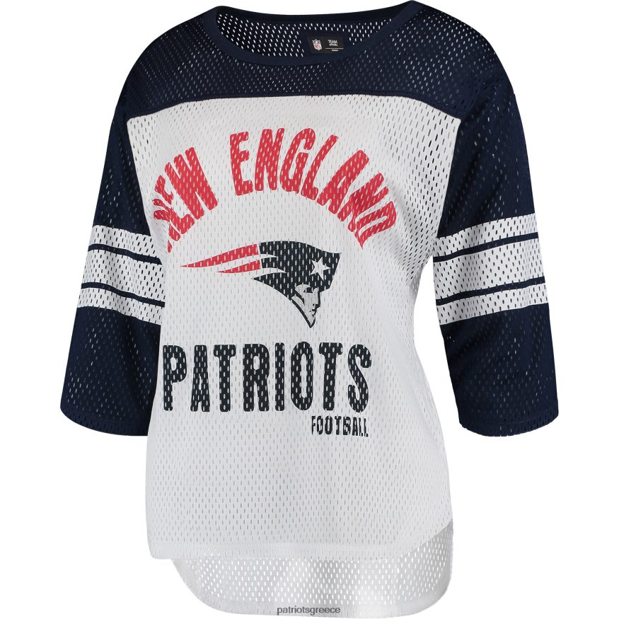 Patriots Jersey g-iii 4her by Carl Banks λευκό/ναυτικό μπλουζάκι πρώτης ομάδας τριών τετάρτων με μανίκια γυναίκες είδη ένδυσης VPDHTZ2721