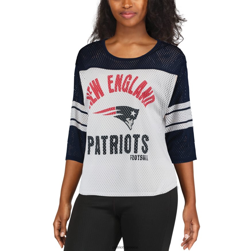 Patriots Jersey g-iii 4her by Carl Banks λευκό/ναυτικό μπλουζάκι πρώτης ομάδας τριών τετάρτων με μανίκια γυναίκες είδη ένδυσης VPDHTZ2721