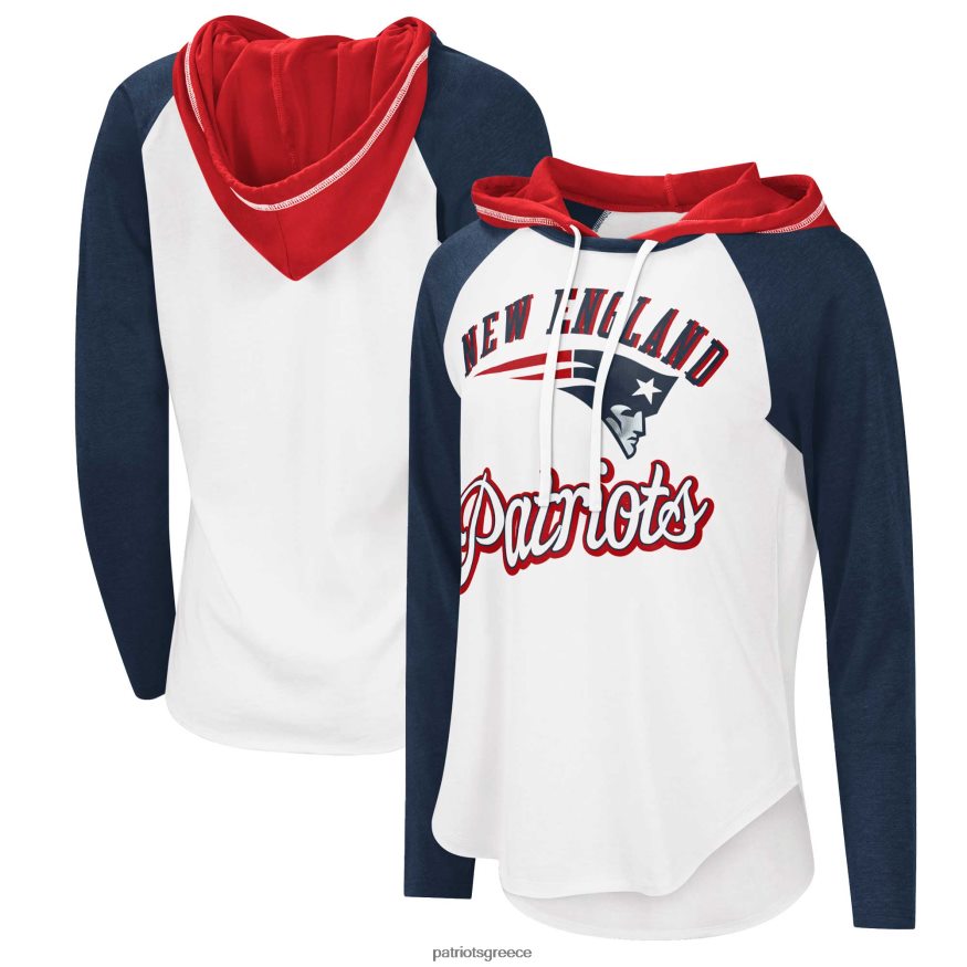 Patriots Jersey g-iii 4her by carl banks λευκό mvp raglan hoodie μακρυμάνικο μπλουζάκι γυναίκες είδη ένδυσης VPDHTZ2645