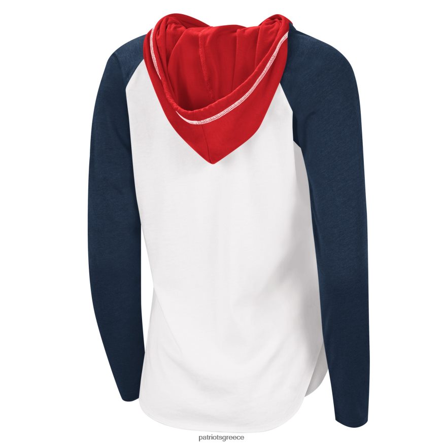 Patriots Jersey g-iii 4her by carl banks λευκό mvp raglan hoodie μακρυμάνικο μπλουζάκι γυναίκες είδη ένδυσης VPDHTZ2645
