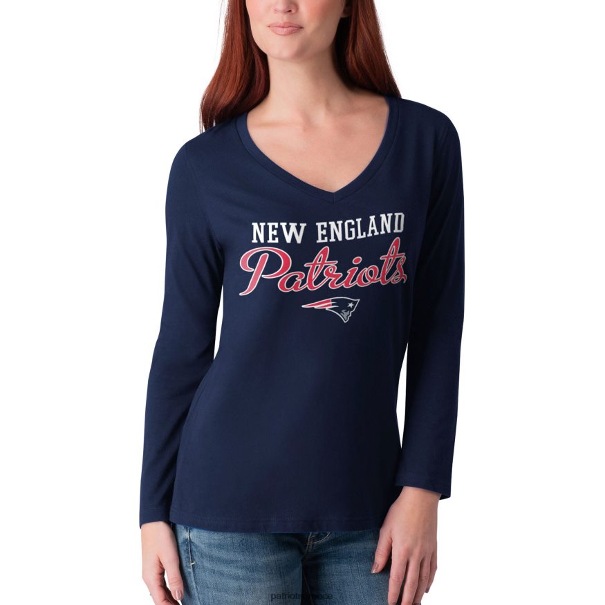 Patriots Jersey g-iii 4her by carl banks navy post season μακρυμάνικο μπλουζάκι με λαιμόκοψη γυναίκες είδη ένδυσης VPDHTZ2739