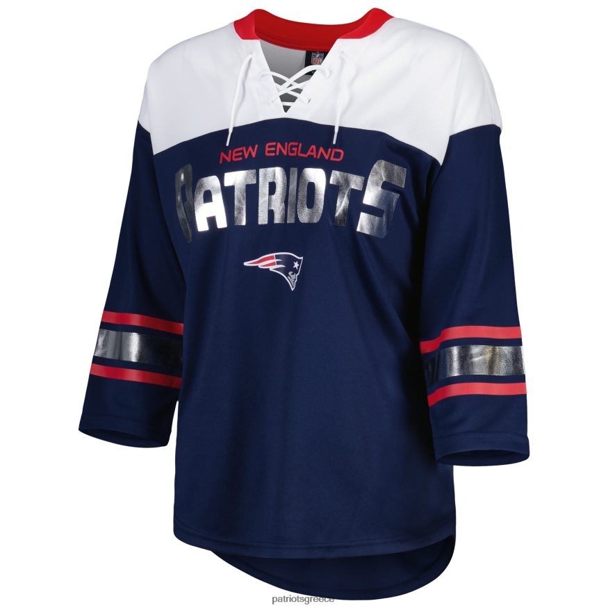 Patriots Jersey g-iii 4her by carl banks navy/white double team μπλουζάκι με κορδόνια με 3/4 μανίκια γυναίκες είδη ένδυσης VPDHTZ2704