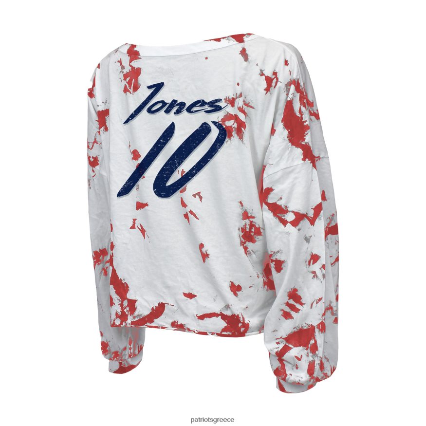Patriots Jersey μαγευτικές κλωστές mac jones λευκό μπλουζάκι με μακρυμάνικη λαιμόκοψη και νούμερο κομμένο με μακριά μανίκια γυναίκες είδη ένδυσης VPDHTZ2694