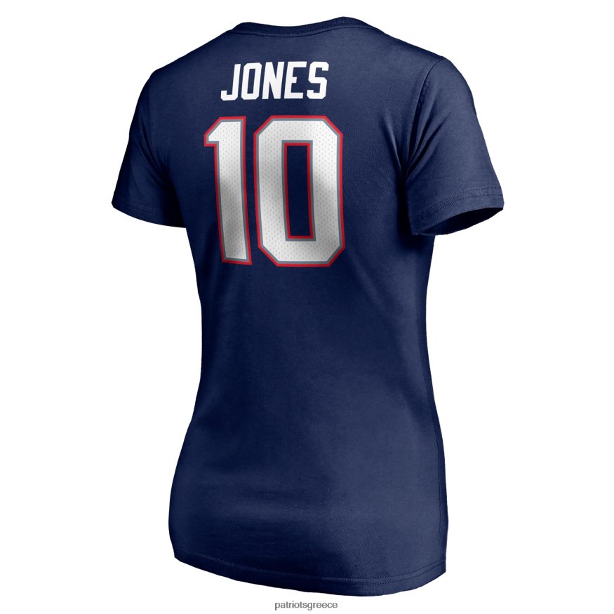 Patriots Jersey φανατικοί επώνυμα mac jones navy logo player εικονίδιο μπλουζάκι με λαιμόκοψη γυναίκες είδη ένδυσης VPDHTZ2696