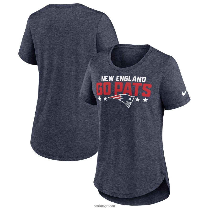 Patriots Jersey Μπλουζάκι nike heather navy τοπικής μόδας με τρίχρωμο μπλουζάκι γυναίκες είδη ένδυσης VPDHTZ2701