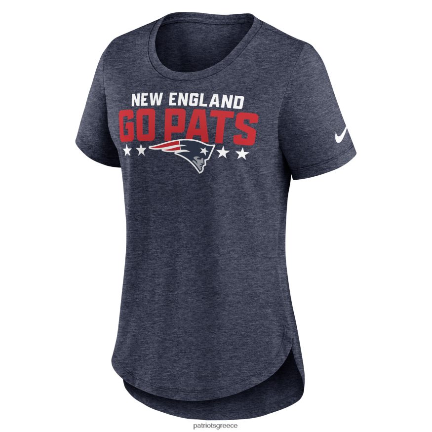 Patriots Jersey Μπλουζάκι nike heather navy τοπικής μόδας με τρίχρωμο μπλουζάκι γυναίκες είδη ένδυσης VPDHTZ2701