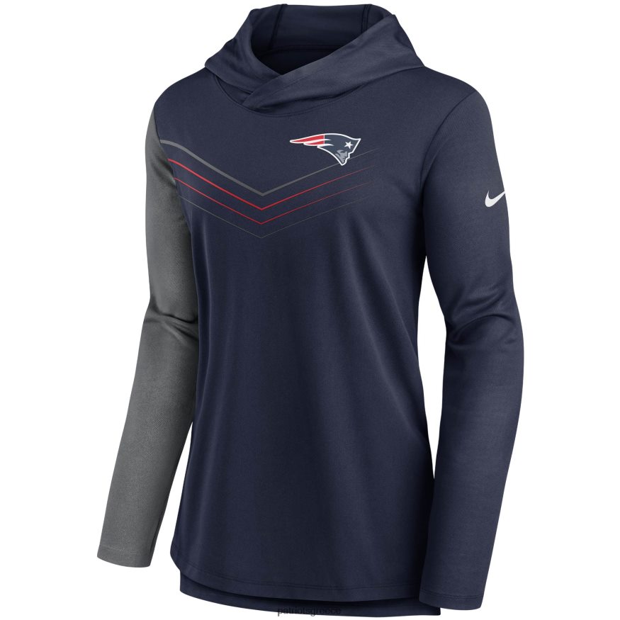 Patriots Jersey μακρυμάνικο μπλουζάκι nike navy/heathered charcoal chevron hoodie performance γυναίκες είδη ένδυσης VPDHTZ2781