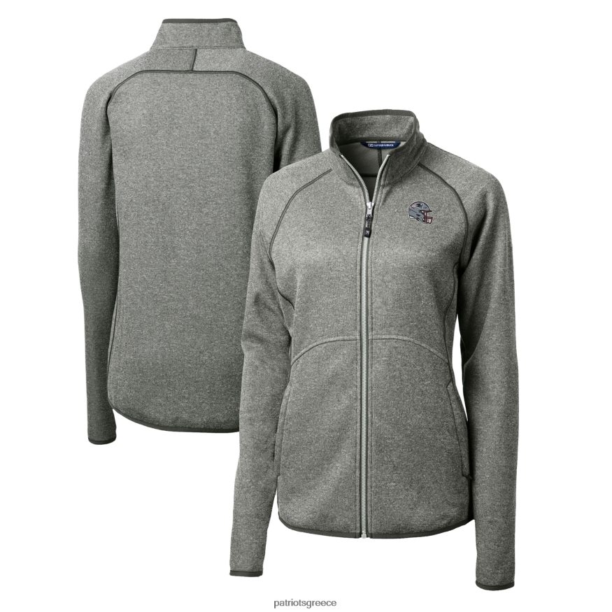 Patriots Jersey Κόφτερ & Buck Heather γκρι κράνος με λογότυπο πουλόβερ με πλεκτό σακάκι με φερμουάρ γυναίκες είδη ένδυσης VPDHTZ854