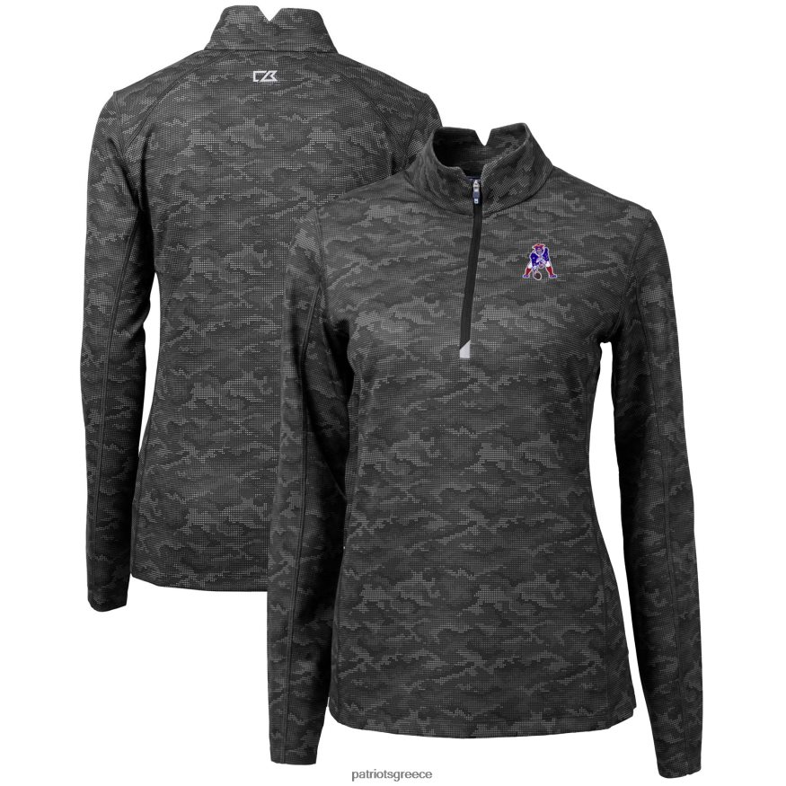 Patriots Jersey Κόφτης & μπουκ μαύρο λογότυπο πουλόβερ τραβέρσας με τέταρτο-φερμουάρ πουλόβερ γυναίκες είδη ένδυσης VPDHTZ1060