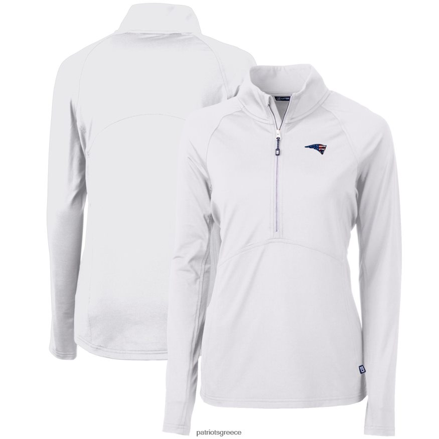 Patriots Jersey κουπάτ & άσπρη προσαρμογή οικολογική πλέξη ελαστική ανακυκλωμένη μπλούζα πουλόβερ με μισό φερμουάρ γυναίκες είδη ένδυσης VPDHTZ1097