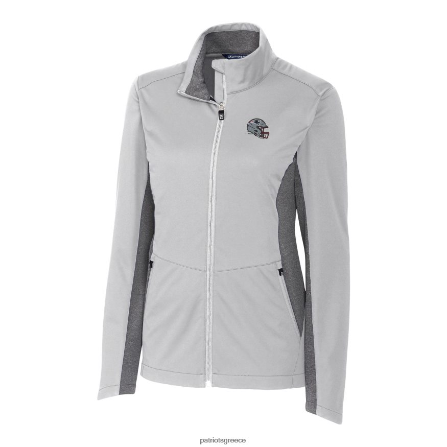 Patriots Jersey Το λογότυπο του κράνους με γκρι ερείκη κόφτη & buck πλοήγηση σε μπουφάν με φερμουάρ softshell γυναίκες είδη ένδυσης VPDHTZ919